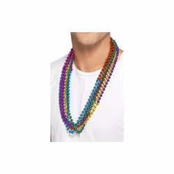 Smiffy's 43518 Party Beads (one Size) - fancy dress party beads 1980s costume necklace jewellery new pack 6 beaded rainbow n ...
