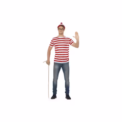Smiffy's Unisex Official Where's Wally Accessory Kit With Thsirt/hat And - wheres wally fancy dress kit mens costume adult i ...