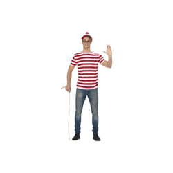Smiffy's Unisex Official Where's Wally Accessory Kit With Thsirt/hat And -  wheres wally fancy dress kit mens costume adult instant waldo book week