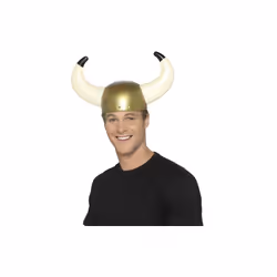 Gold Men's Viking Helemet With Horns - viking helmet smiffys fancy dress horns accessory adult unisex gold