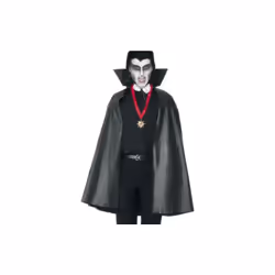 Smiffy's 114cm Cape Pvc Adult Pack - Black - vampire cape fancy dress pvc halloween black costume adult collar accessory
