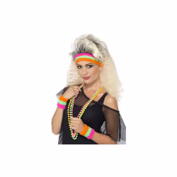Laides 1980's Party Princess Kit - sweatbands 80s fancy dress neon 1980s smiffys accessory costume