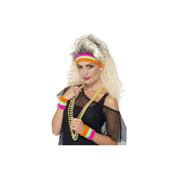 Laides 1980's Party Princess Kit -  sweatbands 80s fancy dress neon 1980s smiffys accessory costume