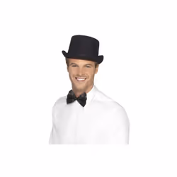 Smiffy's Men's Top Hat (black) - top hat mens black victorian magician fancy dress accessory grey adults ladies