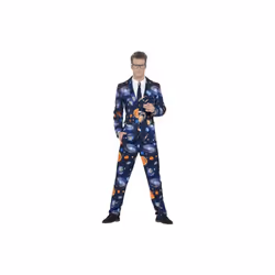 Smiffy's Men's Space Suit, Jacket, Trousers & Tie, Size: L, Colour: Blue, 41590 -  fancy dress mens suit space costume stand  ...