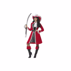 Smiffy's Women's Deluxe Authentic Lady Captain Costume, Dress, Jacket, Neck Tie - costume captain fancy dress deluxe pirate ...