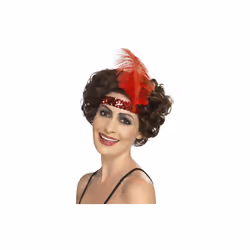 Smiffy's 44663 Flapper Headband (one Size) - headband flapper fancy dress 20s 1920s ladies accessory costume charleston red