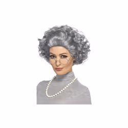 Smiffy's 44632 Grey Granny Kit - granny wig kit glasses necklace old fancy dress adults costume set lady womens ladies grand ...