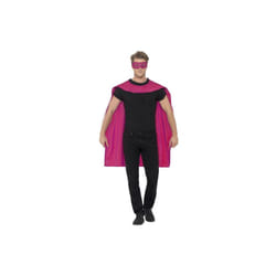 Smiffy's Unisex Cape And Eye Mask Set (pink) -  cape fancy dress superhero mask mens costume adult ladies outfit pink eyemask set