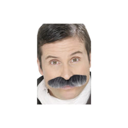 Smiffy's Squadron Leader Tash Self-adhesive - Grey -  fancy dress moustache squadron leader mens tash pilot costume grey smiffys