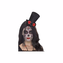 Smiffy's 44652 Day Of The Dead Mini Top Hat (one Size) -  day dead top hat mini fancy dress halloween ladies
