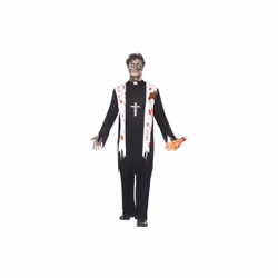 Men's Black Zombie Fancy Dress Priest Costume. - zombie priest costume mens halloween fancy dress vicar adult outfit horror ...
