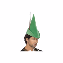 Green Men's Robin Hood Hat With Feather -  hat robin hood fancy dress green feather deluxe mens smiffys