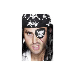 Smiffys Pirate Eyepatch With Skull & Crossbones - Black White -  pirate eyepatch fancy dress skull pirates party smiffys black accessory costume