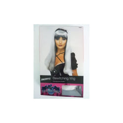 Silver Over Black Ladies Bewitching Wig -  wig fancy dress halloween witch ladies black silver bewitching long accessory costume womens
