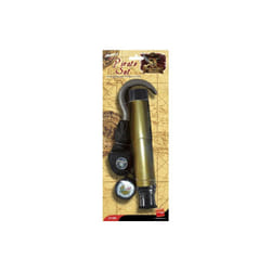 Smiffys Pirate Set With Hook - Brown - Fancy Dress Telescope Compass Eyepatch -  pirate hook set fancy dress telescope compass eyepatch smiffys