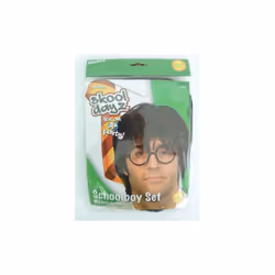Adult's School Boy Fancy Dress Set - School Boy Harry Boy Wizard Wig Glasses Fancy Dress Costume