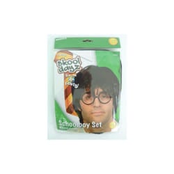 Adult's School Boy Fancy Dress Set - School Boy Harry Boy Wizard Wig Glasses Fancy Dress Costume