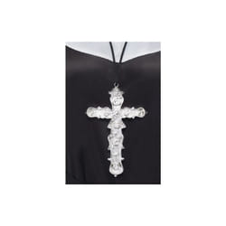 Smiffy's Adult Unisex Ornate Cross Pendant, Silver, One Size, 21291