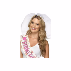 Smiffy's Hen Night Veil With Headband - White -  veil night hen fancy dress white bride accessory costume party