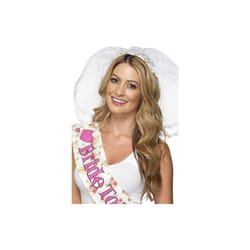 Smiffy's Hen Night Veil With Headband - White -  veil night hen fancy dress white bride accessory costume party