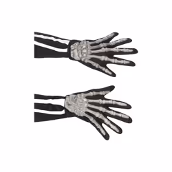 Smiffy's Skeleton Raisedbones Gloves - Adult - skeleton gloves halloween adult fancy dress accessory black mens smiffys cost ...