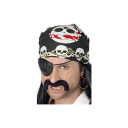 Smiffys Pirate Bandana With Skull & Crossbones Print - Black - Fancy Dress -  pirate fancy dress bandana bandanna skull accessory crossbones costume