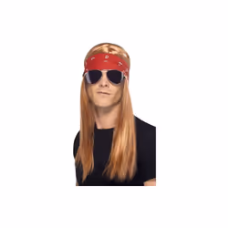 Smiffy's 90's Rocker Kit With Auburn Wig, Bandana And Sunglasses