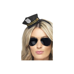 Smiffy's Women's Mini Cop Hat, Black, One Size, 22740 -  mini hat cop fancy dress police accessory black ladies officer womens