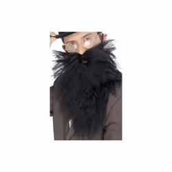 Smiffy's Men's Long Beard, Black, One Size, 22832 -  beard long black fancy dress mens accessory tash costume grey moustache  ...
