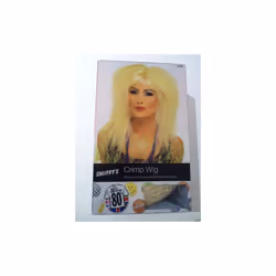 Blonde Ladies Crimp Wig With Fringe - wig blonde 80s crimp trademark fancy dress 1980s costume ladies womens accessory smiff ...