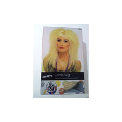 Blonde Ladies Crimp Wig With Fringe -  wig blonde 80s crimp trademark fancy dress 1980s costume ladies womens accessory smiffys long fringe