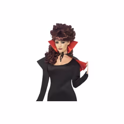 Smiffy's Mini Vamp Cape With High Collar - Red And Black -  cape mini fancy dress halloween vampire red ladies collar costume ...