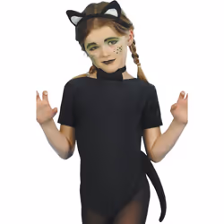 Black Girls Cat Costume With Ears -  cat set fancy dress ears tail costume girls bow tie instant smiffys child animal kids ha ...