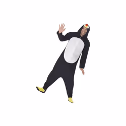 Smiffy's Adult Men's Penguin Costume, Hooded All In One, Party Animals, Serious - fancy dress costume penguin animal mens ad ...