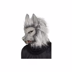 Smiffy's Werewolf Mask With Hair - werewolf mask halloween fancy dress accessory hair adult grey horror silver ears unisex c ...
