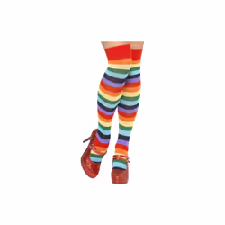 Smiffy's Clown Socks - Multi-colour, Long -  clown socks fancy dress long costume accessory multi circus striped colour adult ...