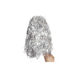 Smiffy's Pom Poms Metallic Pair - Silver - Fancy Dress Cheerleader Costume -  pom poms fancy dress silver metallic cheerleader costume