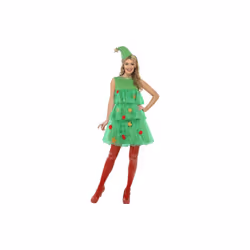 Smiffy's Women's Christmas Tree Costume, Dress & Hat, Size: 12-14, Colour: -