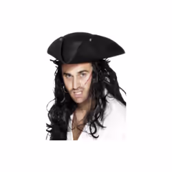 Black Pirate Tricorn Hat - hat pirate tricorn fancy dress mens black costume accessory unisex smiffys