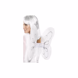 Smiffys Female Angel Glitter Wings - White & Silver - Fancy Dress Fairy Trim 50 -  white wings glitter angel fancy dress silv ...