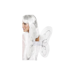 Smiffys Female Angel Glitter Wings - White & Silver - Fancy Dress Fairy Trim 50 -  white wings glitter angel fancy dress silver fairy trim 50 x 30cm