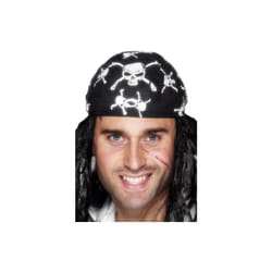 Smiffys Pirate Bandana Skull & Crossbones Design - Black -  pirate skull bandana fancy dress accessory crossbones smiffys design
