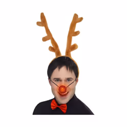 Reindeer Set, Antlers, Nose & Red Bow Tie