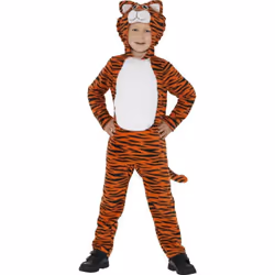 Tiger Costume, Orange & Black, with Hooded Jumpsuit & Tail