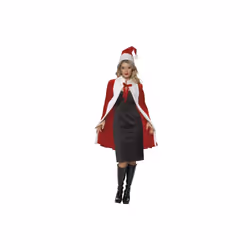 Ladies Santa Cape & Hat Kit - cape fancy dress luxury christmas santa costume ladies accessory hat outfit smiffys