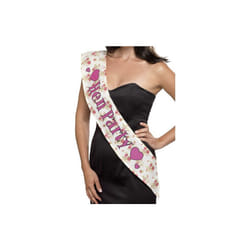 Pink Deluxe Vintage Hen Party Sash - Ladies Accessories Bride Rosette Fancy -  ladies hen party accessories bride rosette sash fancy dress accessory