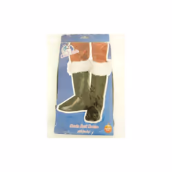 Santa Boot Covers With Fur -  santa boot covers black fur christmas fancy dress father accessory costume
