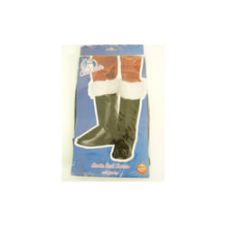 Santa Boot Covers With Fur -  santa boot covers black fur christmas fancy dress father accessory costume