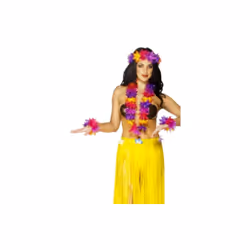 Smiffy's Hawaiian Lei Assorted - Pack Of 3 - set hawaiian fancy dress 4 piece multicoloured beach party costume smiffys acce ...